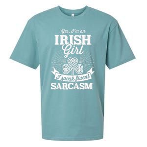 Funny irish girl woman speak fluent sarcasm St Patricks day Sueded Cloud Jersey T-Shirt