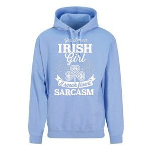 Funny irish girl woman speak fluent sarcasm St Patricks day Unisex Surf Hoodie