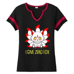 Funny I Give Zero Fox Japanese Nine Tail Fox Ladies Halftime Notch Neck Tee