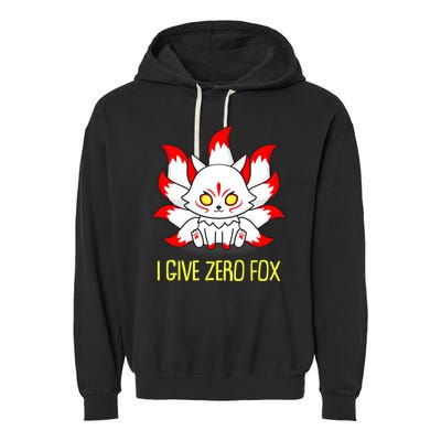 Funny I Give Zero Fox Japanese Nine Tail Fox Garment-Dyed Fleece Hoodie