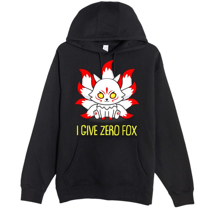 Funny I Give Zero Fox Japanese Nine Tail Fox Premium Pullover Hoodie