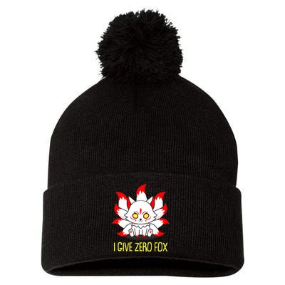 Funny I Give Zero Fox Japanese Nine Tail Fox Pom Pom 12in Knit Beanie