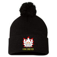 Funny I Give Zero Fox Japanese Nine Tail Fox Pom Pom 12in Knit Beanie