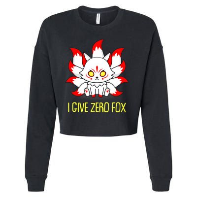 Funny I Give Zero Fox Japanese Nine Tail Fox Cropped Pullover Crew