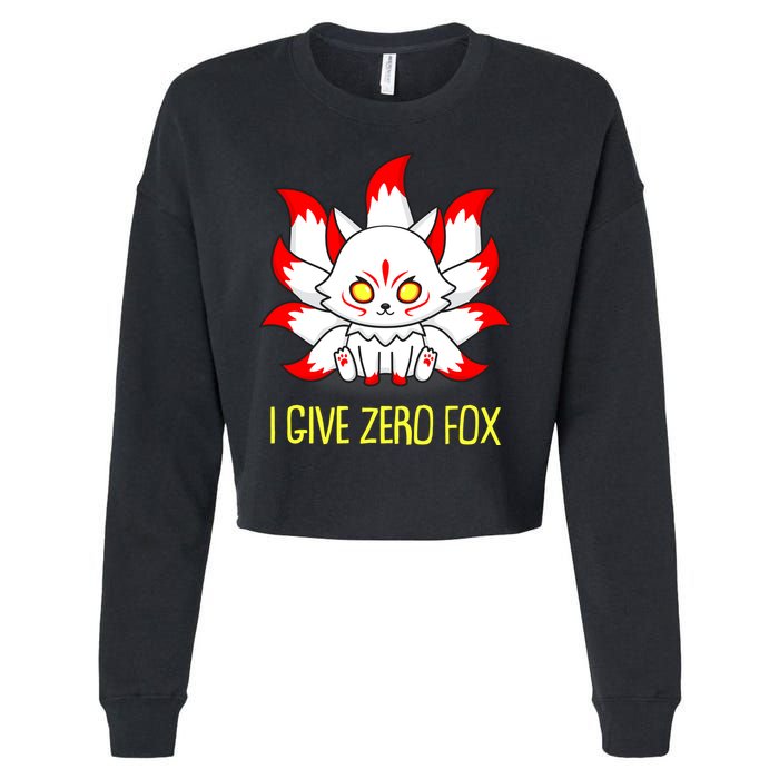 Funny I Give Zero Fox Japanese Nine Tail Fox Cropped Pullover Crew