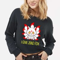 Funny I Give Zero Fox Japanese Nine Tail Fox Cropped Pullover Crew