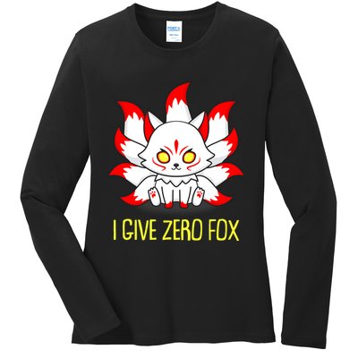 Funny I Give Zero Fox Japanese Nine Tail Fox Ladies Long Sleeve Shirt