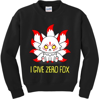 Funny I Give Zero Fox Japanese Nine Tail Fox Kids Sweatshirt