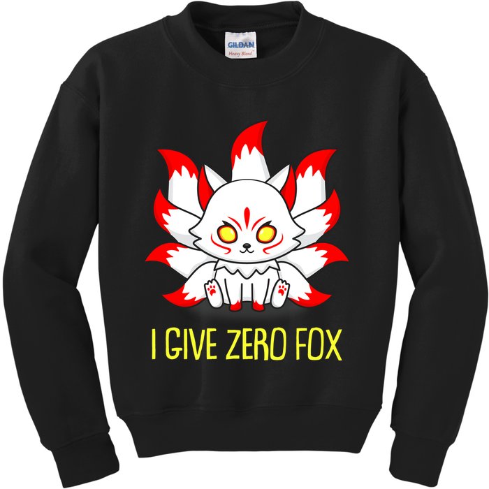 Funny I Give Zero Fox Japanese Nine Tail Fox Kids Sweatshirt
