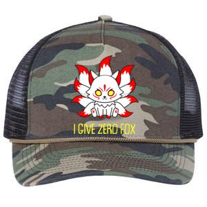 Funny I Give Zero Fox Japanese Nine Tail Fox Retro Rope Trucker Hat Cap