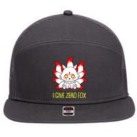 Funny I Give Zero Fox Japanese Nine Tail Fox 7 Panel Mesh Trucker Snapback Hat