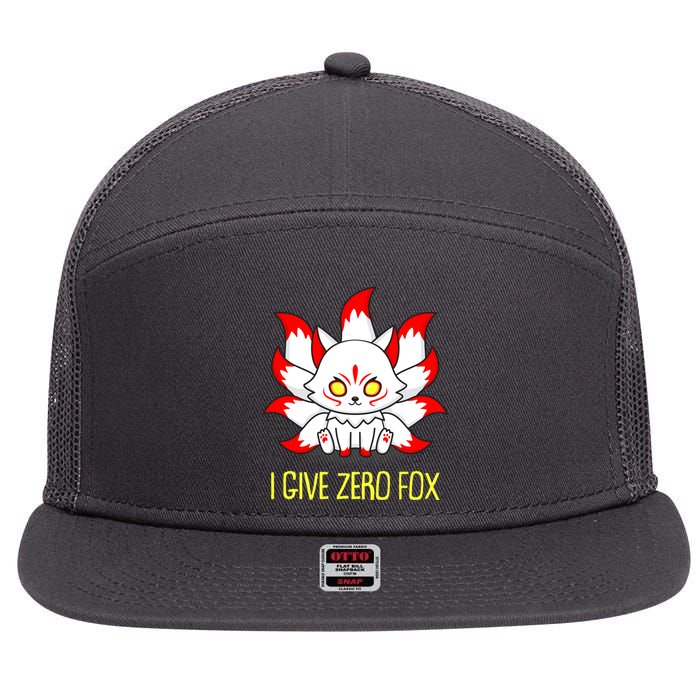 Funny I Give Zero Fox Japanese Nine Tail Fox 7 Panel Mesh Trucker Snapback Hat