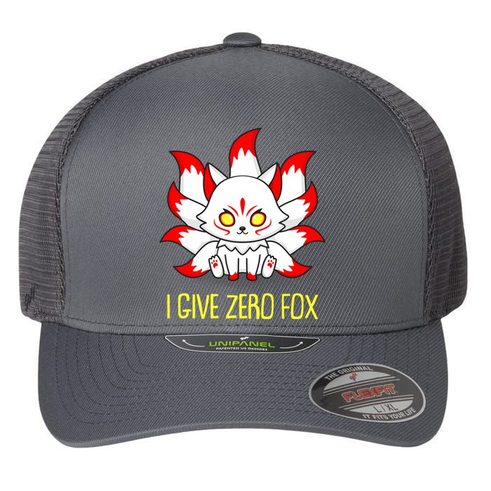 Funny I Give Zero Fox Japanese Nine Tail Fox Flexfit Unipanel Trucker Cap