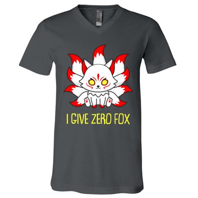 Funny I Give Zero Fox Japanese Nine Tail Fox V-Neck T-Shirt