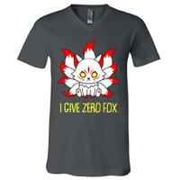Funny I Give Zero Fox Japanese Nine Tail Fox V-Neck T-Shirt