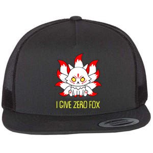 Funny I Give Zero Fox Japanese Nine Tail Fox Flat Bill Trucker Hat