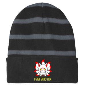 Funny I Give Zero Fox Japanese Nine Tail Fox Striped Beanie with Solid Band