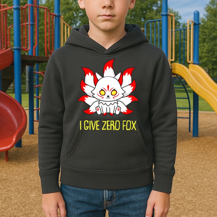 Funny I Give Zero Fox Japanese Nine Tail Fox Kids Hoodie
