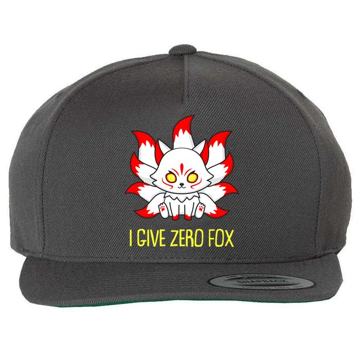 Funny I Give Zero Fox Japanese Nine Tail Fox Wool Snapback Cap