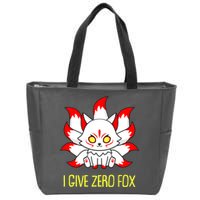 Funny I Give Zero Fox Japanese Nine Tail Fox Zip Tote Bag