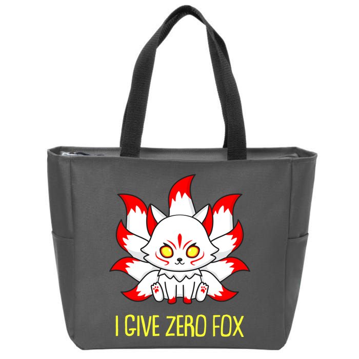 Funny I Give Zero Fox Japanese Nine Tail Fox Zip Tote Bag