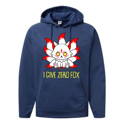 Funny I Give Zero Fox Japanese Nine Tail Fox Performance Fleece Hoodie