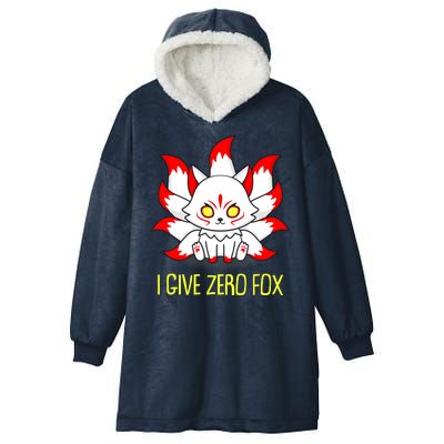 Funny I Give Zero Fox Japanese Nine Tail Fox Hooded Wearable Blanket