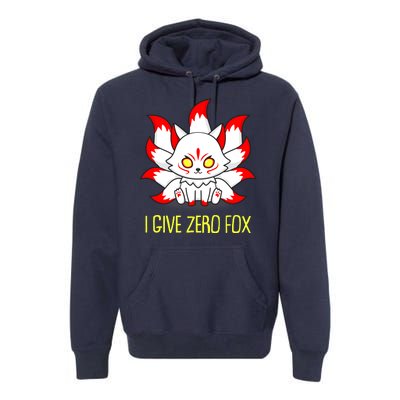 Funny I Give Zero Fox Japanese Nine Tail Fox Premium Hoodie