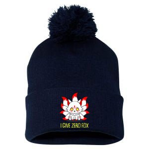 Funny I Give Zero Fox Japanese Nine Tail Fox Pom Pom 12in Knit Beanie