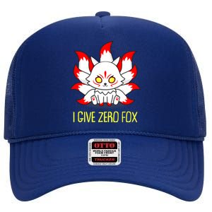 Funny I Give Zero Fox Japanese Nine Tail Fox High Crown Mesh Back Trucker Hat