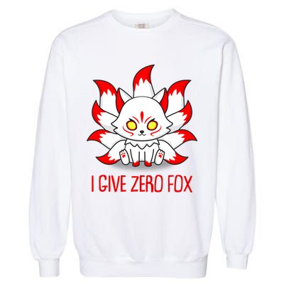 Funny I Give Zero Fox Japanese Nine Tail Fox Garment-Dyed Sweatshirt