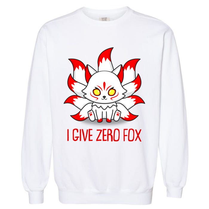 Funny I Give Zero Fox Japanese Nine Tail Fox Garment-Dyed Sweatshirt