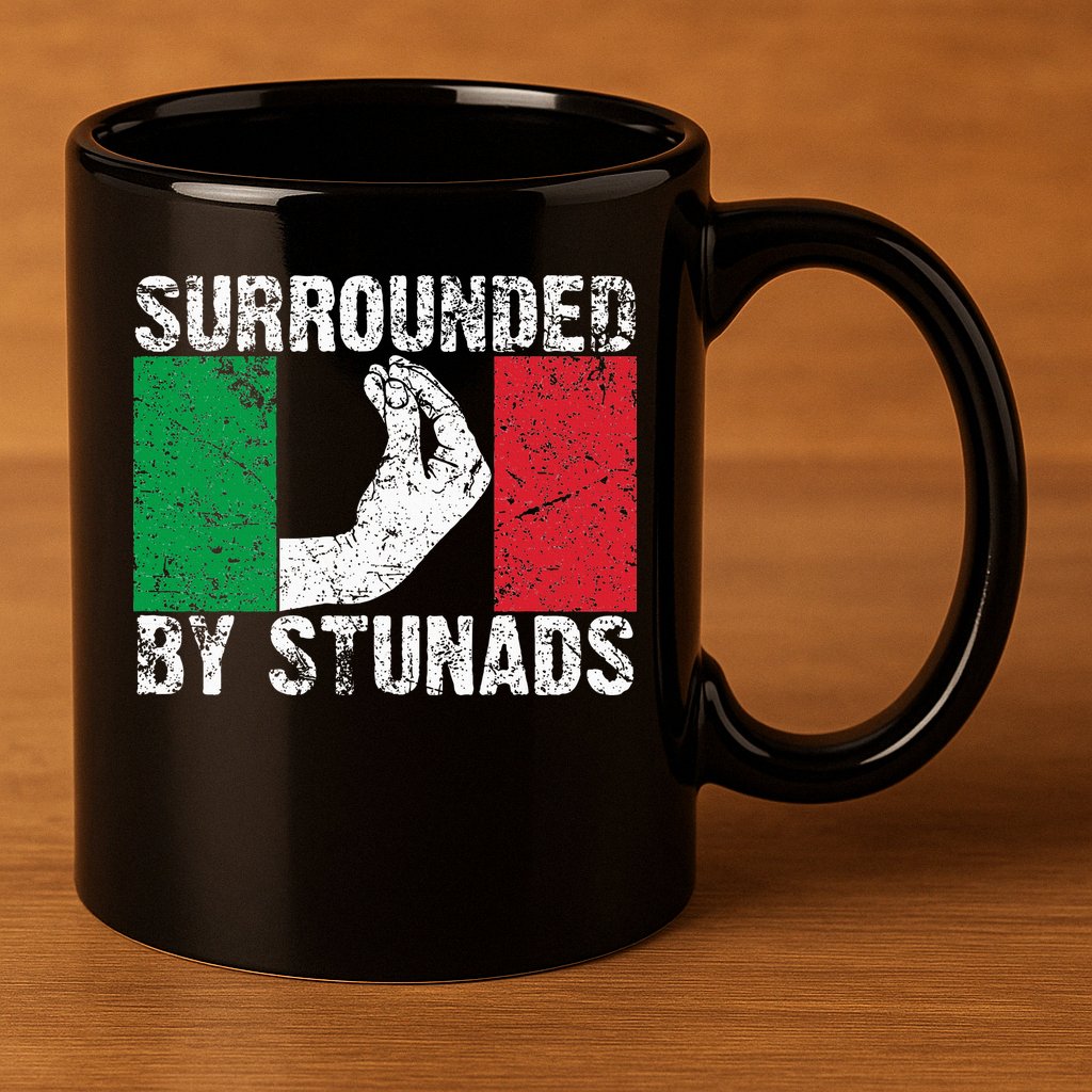 Funny Italian Gift For Cool Surrounded By Stunads 11oz C Handle Ceramic Mug