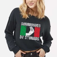 Funny Italian Gift For Cool Surrounded By Stunads Cropped Pullover Crew