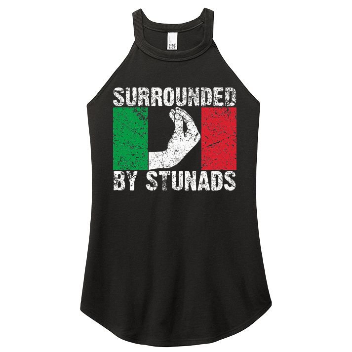 Funny Italian Gift For Cool Surrounded By Stunads Women's Perfect Tri Rocker Tank