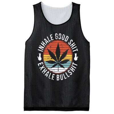 Funny Inhale Good Shit Exhale Gift Bullshit Weed Marijuana Cannabis Mesh Reversible Basketball Jersey Tank