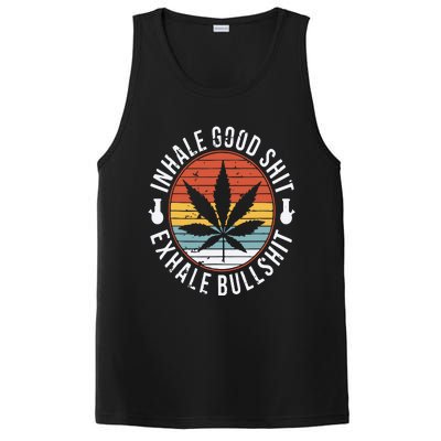 Funny Inhale Good Shit Exhale Gift Bullshit Weed Marijuana Cannabis PosiCharge Competitor Tank