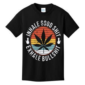 Funny Inhale Good Shit Exhale Gift Bullshit Weed Marijuana Cannabis Kids T-Shirt