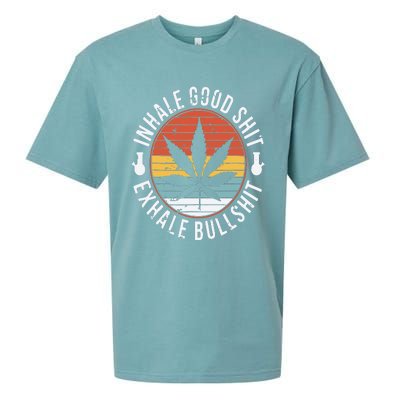 Funny Inhale Good Shit Exhale Gift Bullshit Weed Marijuana Cannabis Sueded Cloud Jersey T-Shirt