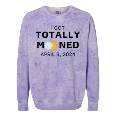 Funny I Got Totally Mooned Total Solar Eclipse April 8 Colorblast Crewneck Sweatshirt