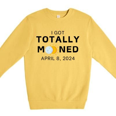 Funny I Got Totally Mooned Total Solar Eclipse April 8 Premium Crewneck Sweatshirt