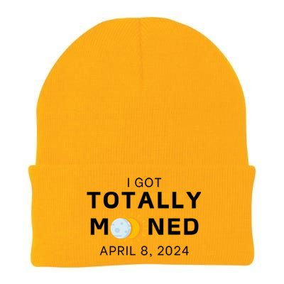 Funny I Got Totally Mooned Total Solar Eclipse April 8 Knit Cap Winter Beanie