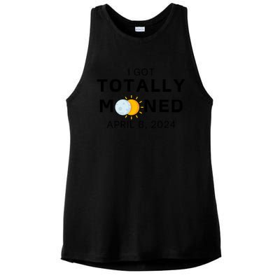 Funny I Got Totally Mooned Total Solar Eclipse April 8 Ladies PosiCharge Tri-Blend Wicking Tank