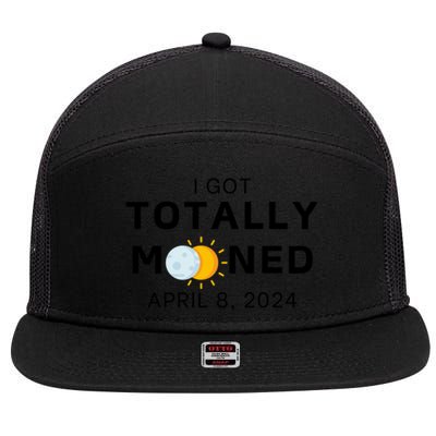 Funny I Got Totally Mooned Total Solar Eclipse April 8 7 Panel Mesh Trucker Snapback Hat