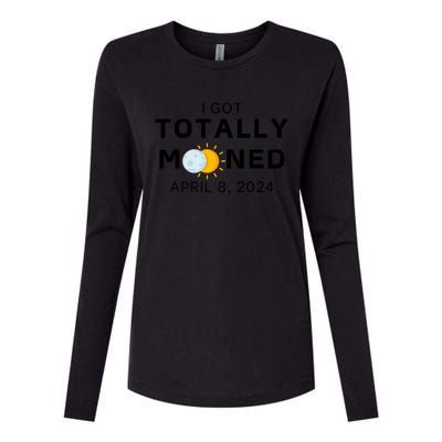 Funny I Got Totally Mooned Total Solar Eclipse April 8 Womens Cotton Relaxed Long Sleeve T-Shirt