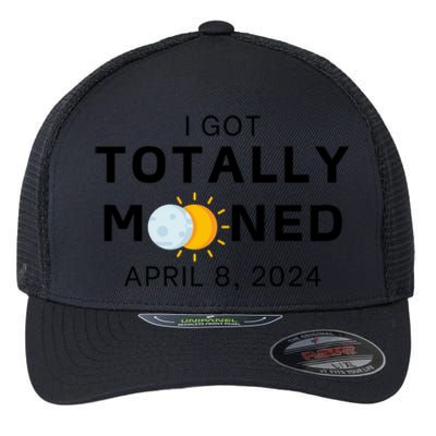 Funny I Got Totally Mooned Total Solar Eclipse April 8 Flexfit Unipanel Trucker Cap