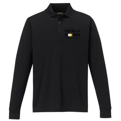 Funny I Got Totally Mooned Total Solar Eclipse April 8 Performance Long Sleeve Polo