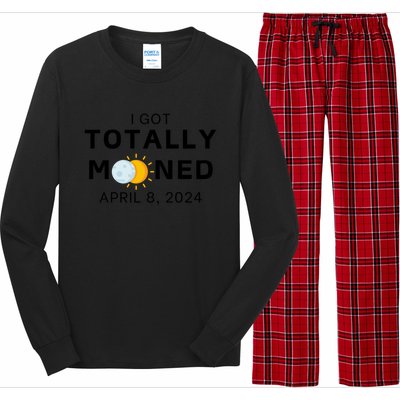 Funny I Got Totally Mooned Total Solar Eclipse April 8 Long Sleeve Pajama Set