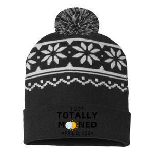 Funny I Got Totally Mooned Total Solar Eclipse April 8 USA-Made Snowflake Beanie