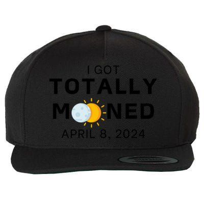 Funny I Got Totally Mooned Total Solar Eclipse April 8 Wool Snapback Cap